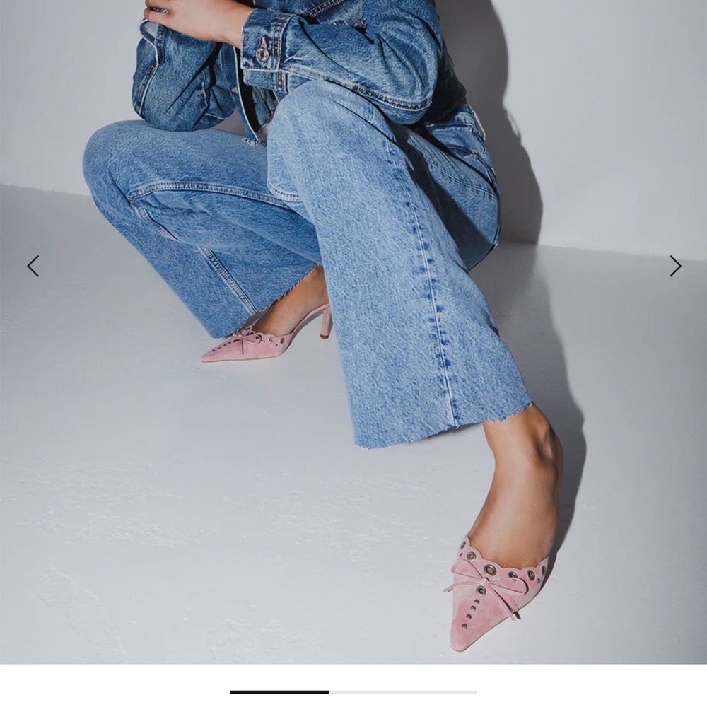 Tony Bianco Pink Suede Mules with Bow Detail - Picture 4 of 5